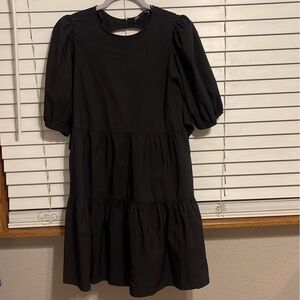 Zara Black Tiered Puff Sleeve Mini Dress